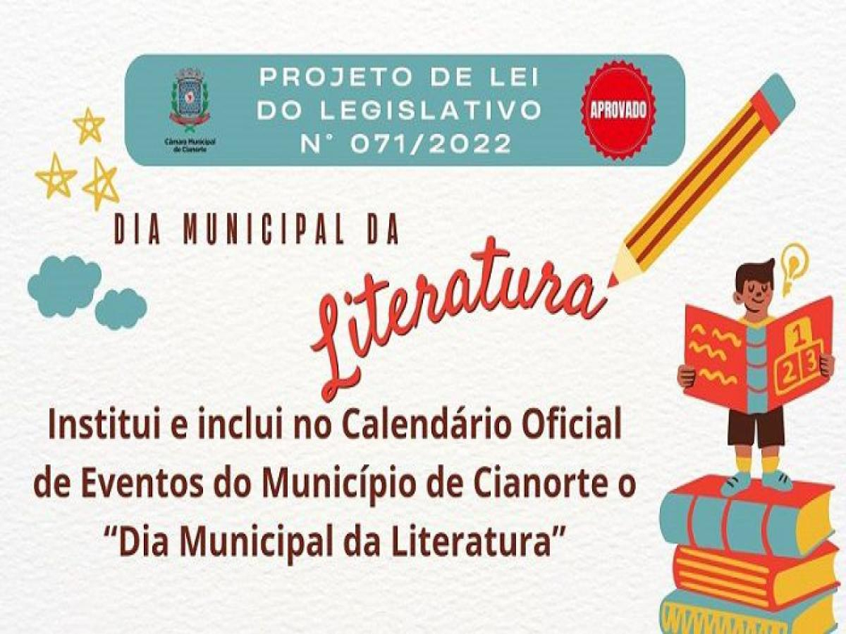 Dia Municipal da Literatura tem aprovação na Câmara de Cianorte